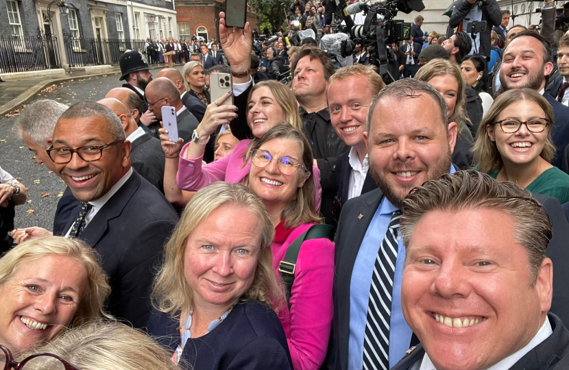 Felicity waits with colleagues for the new PM to arrive in Downing Street