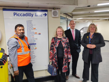 Felicity at the reopened Piccadilly Line