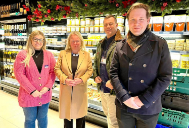 Felicity Buchan, Lloyd North and Josh Rendall in a local business